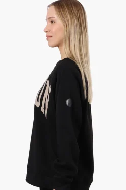 Fahrenheit London Print Fleece Crewneck Sweatshirt - Black
