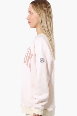 Fahrenheit London Print Fleece Crewneck Sweatshirt - Cream