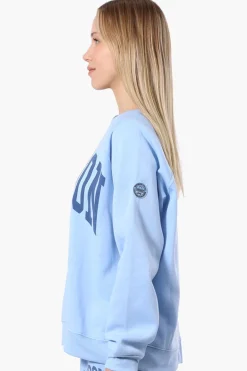 Fahrenheit London Print Fleece Crewneck Sweatshirt - Blue