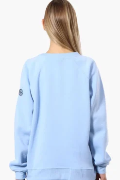 Fahrenheit London Print Fleece Crewneck Sweatshirt - Blue