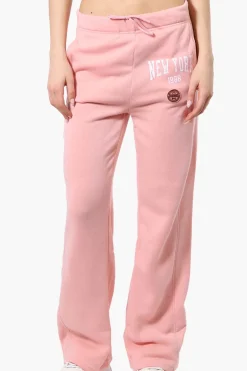 Fahrenheit New York Print Fleece Sweatpants - Pink