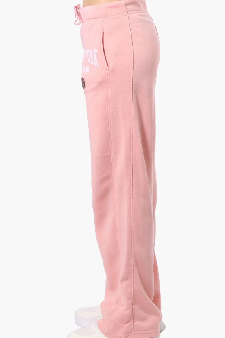 Fahrenheit New York Print Fleece Sweatpants - Pink