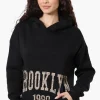 Fahrenheit Oversized Brooklyn Print Hoodie - Black