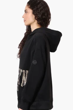 Fahrenheit Oversized Brooklyn Print Hoodie - Black