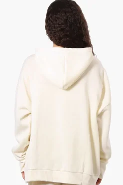Fahrenheit Oversized Brooklyn Print Hoodie - Cream