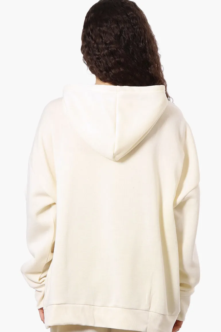 Fahrenheit Oversized Brooklyn Print Hoodie - Cream