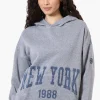 Fahrenheit Oversized New York Print Hoodie - Grey
