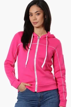 Fahrenheit Piping Detail Zip Up Hoodie - Pink