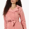 Fahrenheit Sherpa Lined Double Breasted Lightweight Jacket - Pink
