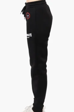 Fahrenheit Tie Waist Brooklyn Print Joggers - Black