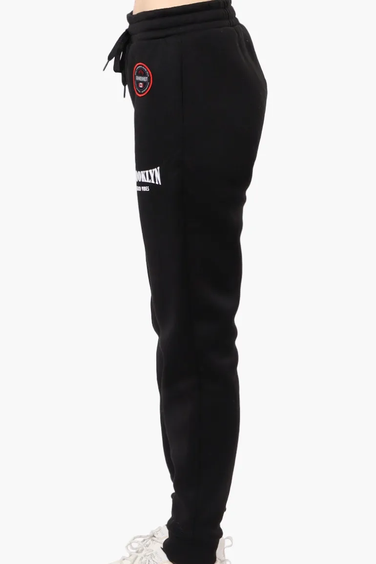 Fahrenheit Tie Waist Brooklyn Print Joggers - Black