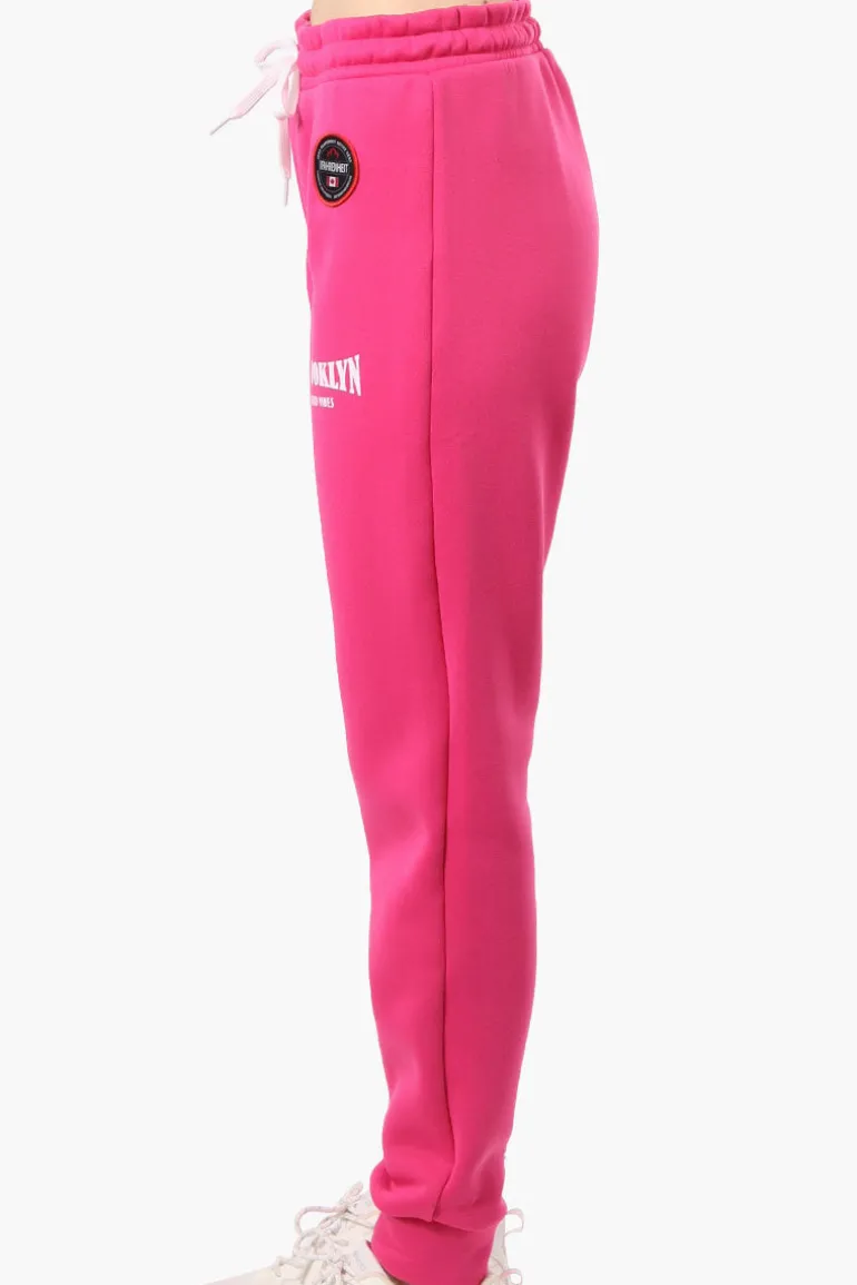 Fahrenheit Tie Waist Brooklyn Print Joggers - Pink
