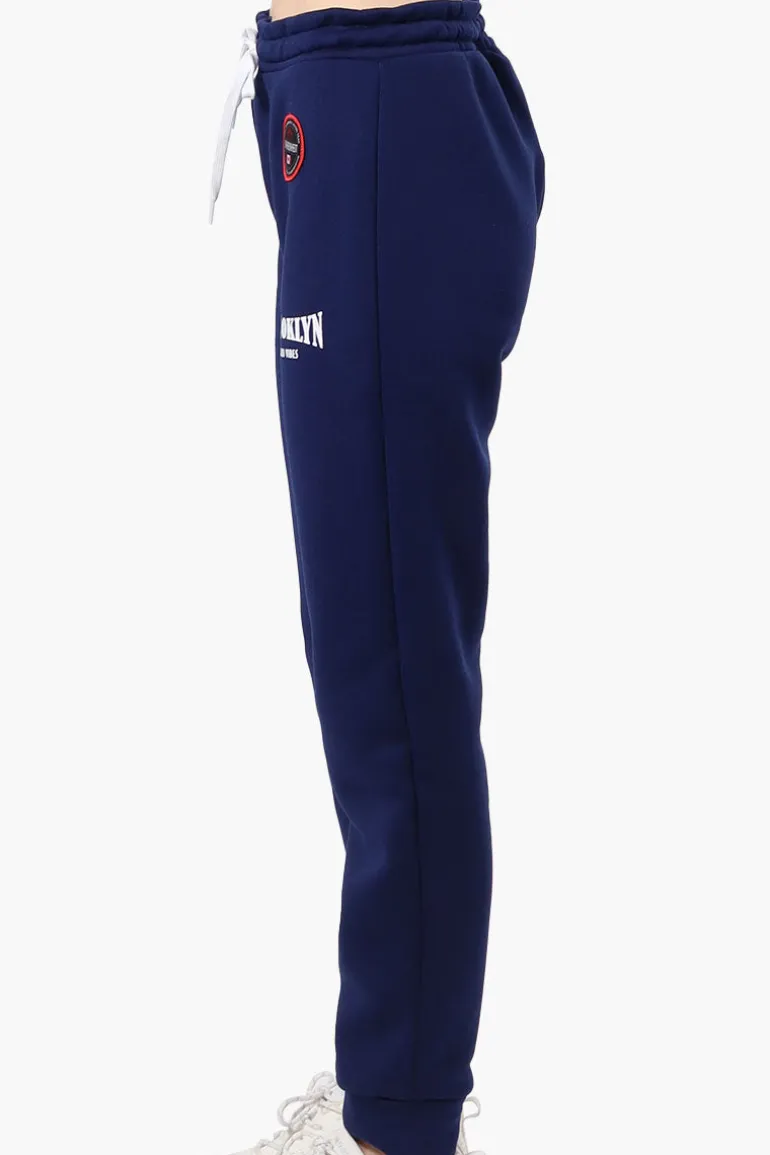 Fahrenheit Tie Waist Brooklyn Print Joggers - Navy