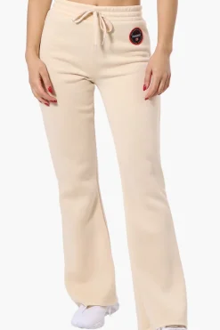 Fahrenheit Tie Waist Flared Sweatpants - Cream
