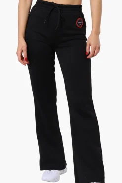 Fahrenheit Tie Waist Flared Sweatpants - Black