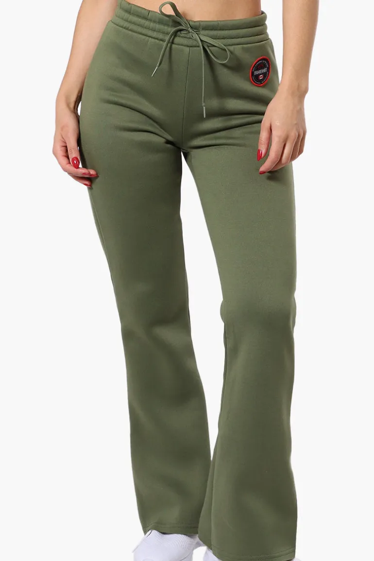 Fahrenheit Tie Waist Flared Sweatpants - Olive