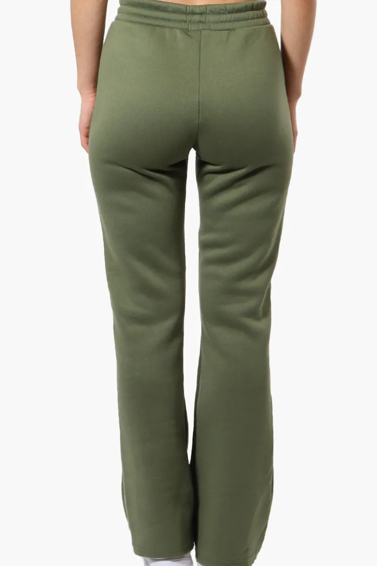 Fahrenheit Tie Waist Flared Sweatpants - Olive