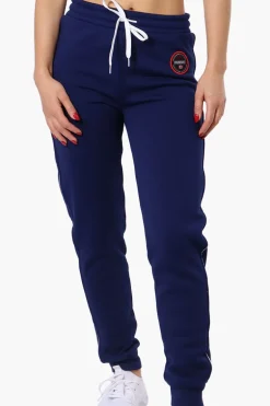 Fahrenheit Tie Waist Side Piping Joggers - Navy