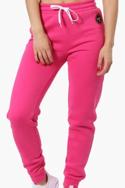 Fahrenheit Tie Waist Side Piping Joggers - Pink