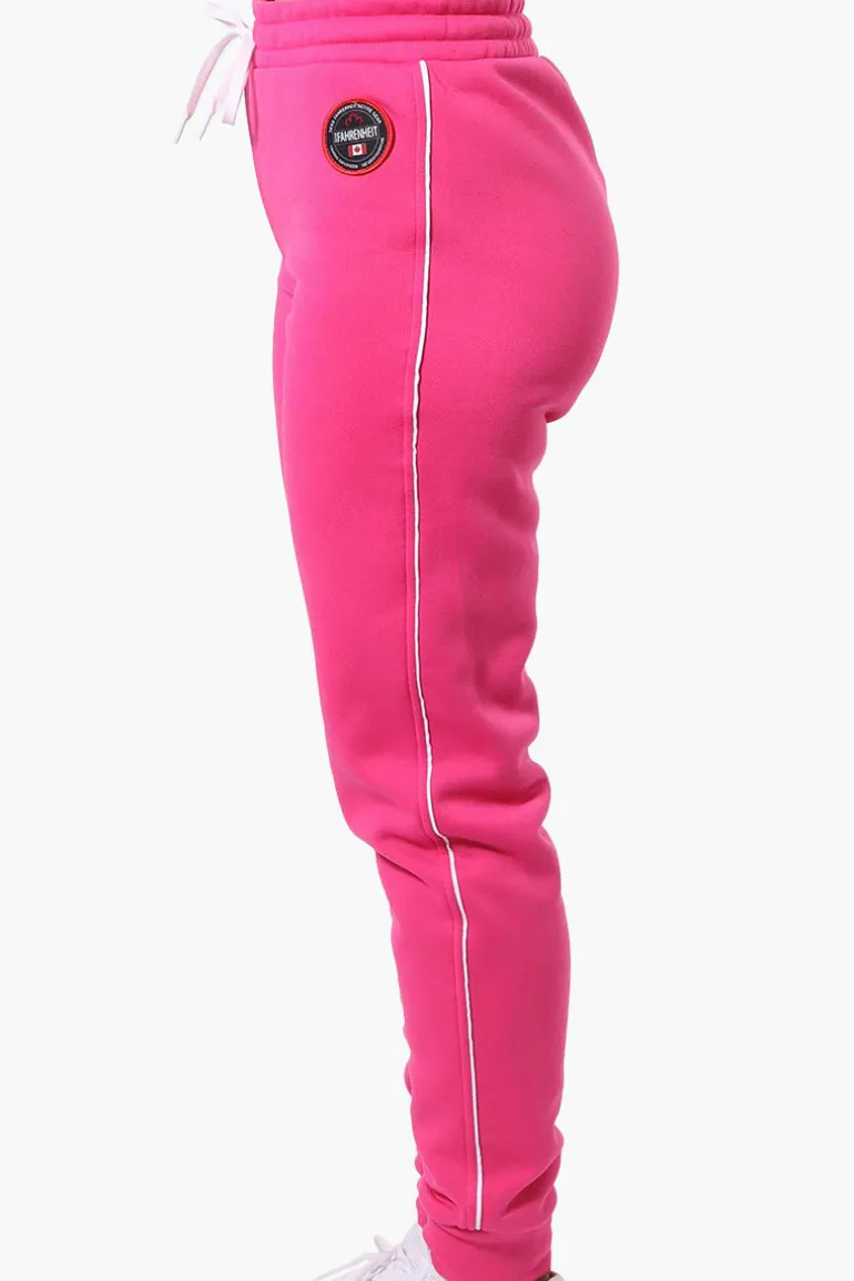 Fahrenheit Tie Waist Side Piping Joggers - Pink