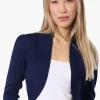 Impress 3/4 Sleeve Open Shrug Cardigan - Navy