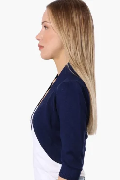 Impress 3/4 Sleeve Open Shrug Cardigan - Navy