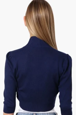 Impress 3/4 Sleeve Open Shrug Cardigan - Navy