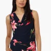 Impress Floral Cowl Neck Tank Top - Navy