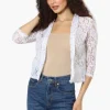 Impress Floral Lace 3/4 Sleeve Wrap Cardigan - White