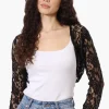 Impress Floral Lace Shrug Cardigan - Black