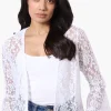 Impress Lace 3/4 Sleeve Open Cardigan - White