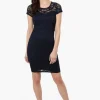 Impress Lace Rose Pattern Cocktail Dress - Navy