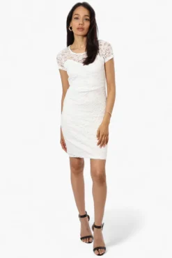 Impress Lace Rose Pattern Cocktail Dress - White
