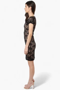 Impress Lace Rose Pattern Cocktail Dress - Black