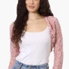 Impress Long Sleeve Lace Shrug Cardigan - Pink