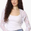 Impress Long Sleeve Lace Shrug Cardigan - White