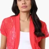 Impress Open Lace Shrug Cardigan - Red