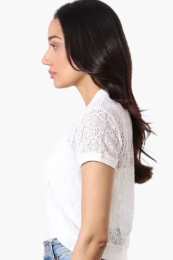 Impress Open Lace Shrug Cardigan - White
