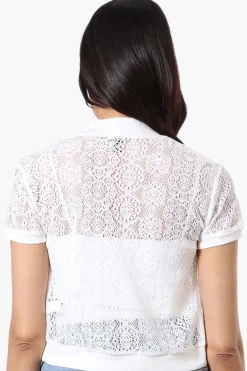 Impress Open Lace Shrug Cardigan - White