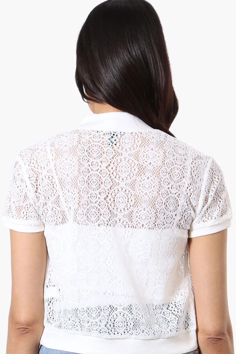 Impress Open Lace Shrug Cardigan - White