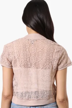 Impress Open Lace Shrug Cardigan - Beige