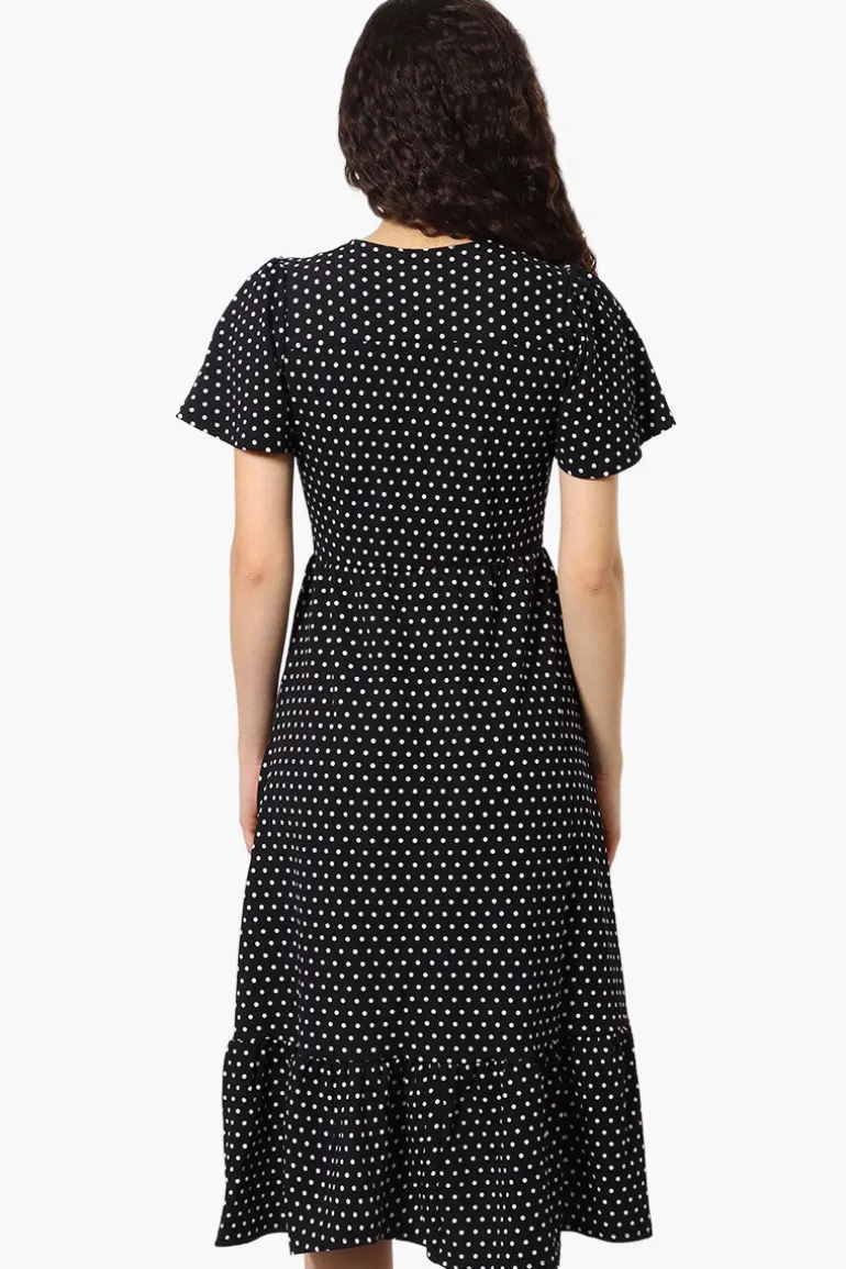Impress Polka Dot Short Sleeve Day Dress - Black