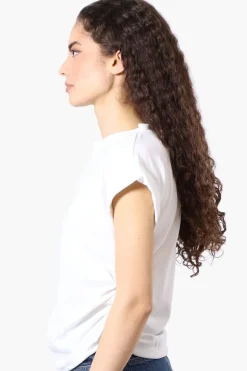 Impress Short Sleeve Side Ruching Blouse - White