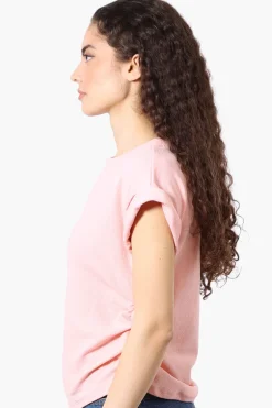 Impress Short Sleeve Side Ruching Blouse - Pink