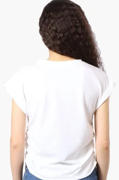 Impress Short Sleeve Side Ruching Blouse - White