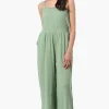 Impress Sleeveless Smocked Top Jumpsuit - Green