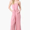 Impress Sleeveless Smocked Top Jumpsuit - Pink