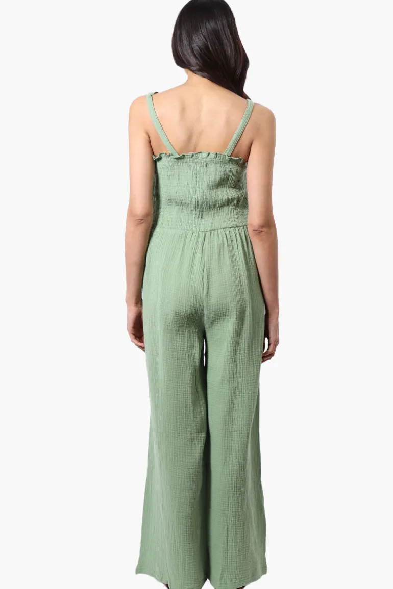 Impress Sleeveless Smocked Top Jumpsuit - Green