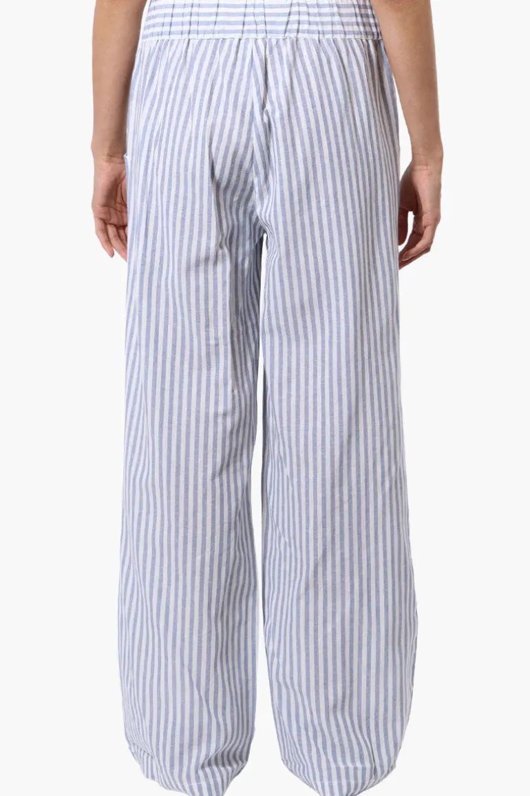 Impress Striped Wide Leg Pants - Blue