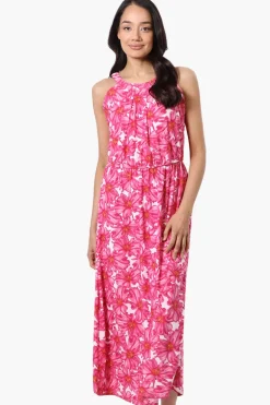 International INC Company Floral Sleeveless Halter Neck Maxi Dress - Pink